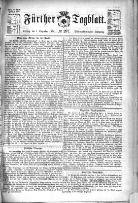 Fürther Tagblatt Dienstag 1. Dezember 1874