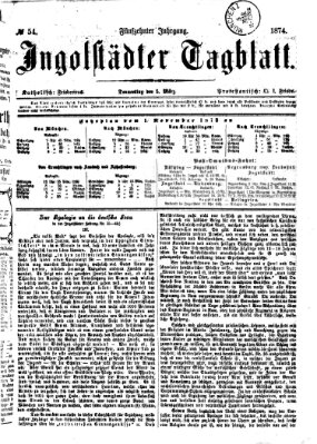 Ingolstädter Tagblatt Donnerstag 5. März 1874