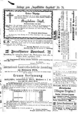 Ingolstädter Tagblatt Samstag 28. März 1874