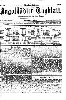 Ingolstädter Tagblatt Freitag 11. Dezember 1874