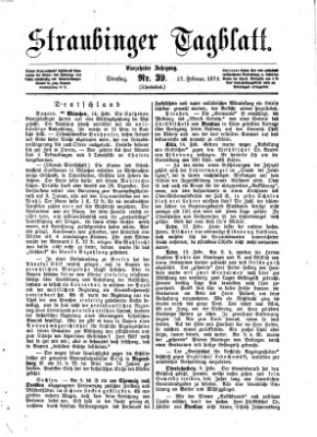 Straubinger Tagblatt Dienstag 17. Februar 1874