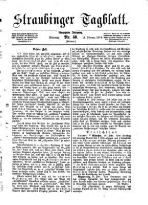 Straubinger Tagblatt Mittwoch 18. Februar 1874