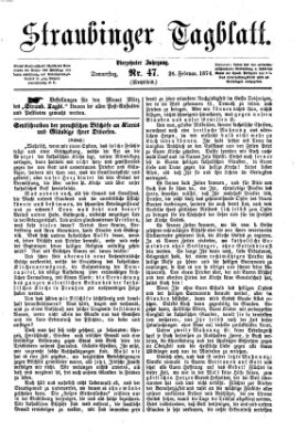Straubinger Tagblatt Donnerstag 26. Februar 1874