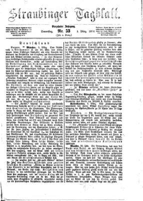 Straubinger Tagblatt Donnerstag 5. März 1874