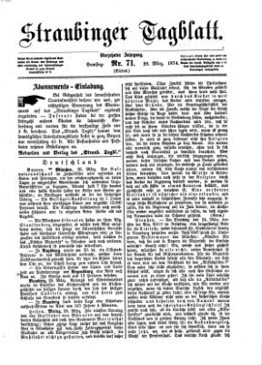 Straubinger Tagblatt Samstag 28. März 1874