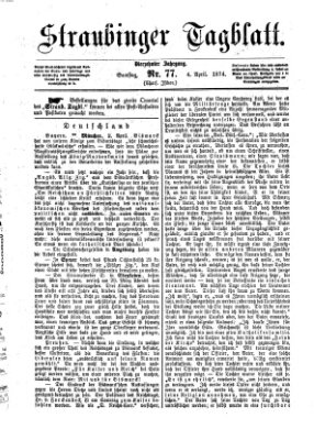 Straubinger Tagblatt Samstag 4. April 1874