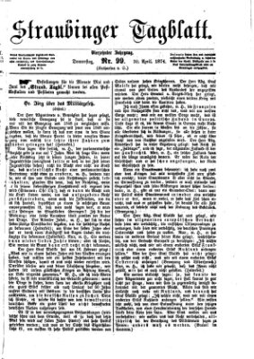 Straubinger Tagblatt Donnerstag 30. April 1874