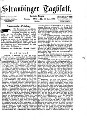 Straubinger Tagblatt Sonntag 21. Juni 1874