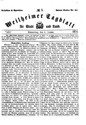 Weilheimer Tagblatt für Stadt und Land Donnerstag 8. Januar 1874