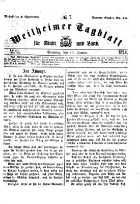 Weilheimer Tagblatt für Stadt und Land Samstag 10. Januar 1874