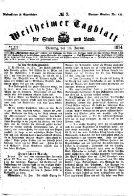 Weilheimer Tagblatt für Stadt und Land Dienstag 13. Januar 1874