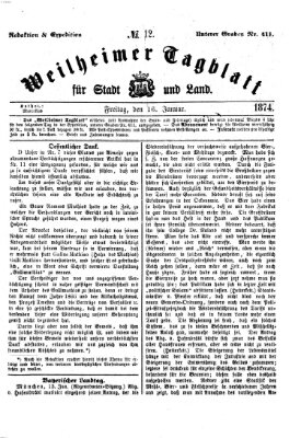 Weilheimer Tagblatt für Stadt und Land Freitag 16. Januar 1874