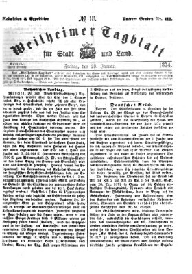 Weilheimer Tagblatt für Stadt und Land Freitag 23. Januar 1874
