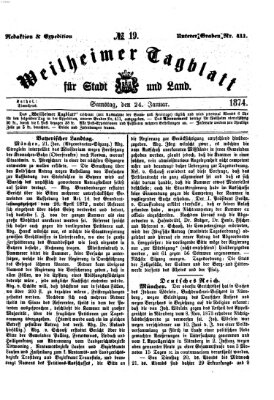 Weilheimer Tagblatt für Stadt und Land Samstag 24. Januar 1874