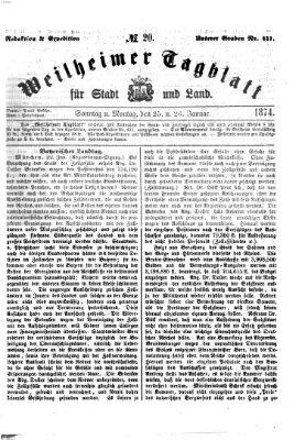 Weilheimer Tagblatt für Stadt und Land Sonntag 25. Januar 1874