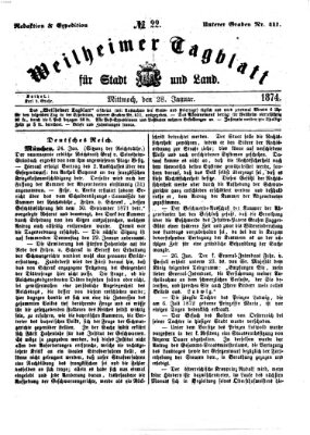 Weilheimer Tagblatt für Stadt und Land Mittwoch 28. Januar 1874