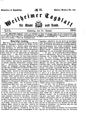 Weilheimer Tagblatt für Stadt und Land Samstag 31. Januar 1874