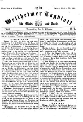 Weilheimer Tagblatt für Stadt und Land Donnerstag 5. Februar 1874