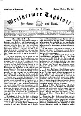 Weilheimer Tagblatt für Stadt und Land Freitag 6. Februar 1874