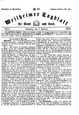 Weilheimer Tagblatt für Stadt und Land Samstag 7. Februar 1874