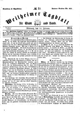 Weilheimer Tagblatt für Stadt und Land Mittwoch 18. Februar 1874