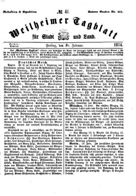Weilheimer Tagblatt für Stadt und Land Freitag 20. Februar 1874