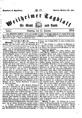 Weilheimer Tagblatt für Stadt und Land Samstag 21. Februar 1874