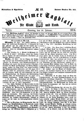 Weilheimer Tagblatt für Stadt und Land Samstag 28. Februar 1874