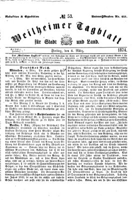 Weilheimer Tagblatt für Stadt und Land Freitag 6. März 1874