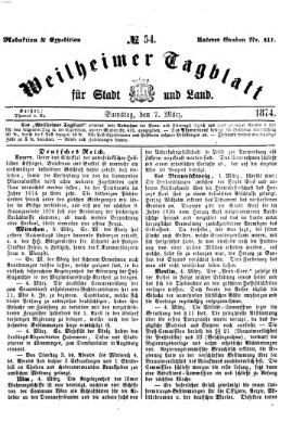 Weilheimer Tagblatt für Stadt und Land Samstag 7. März 1874