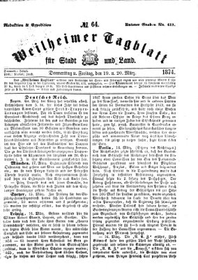 Weilheimer Tagblatt für Stadt und Land Donnerstag 19. März 1874