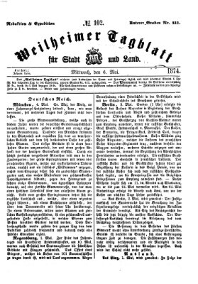 Weilheimer Tagblatt für Stadt und Land Mittwoch 6. Mai 1874