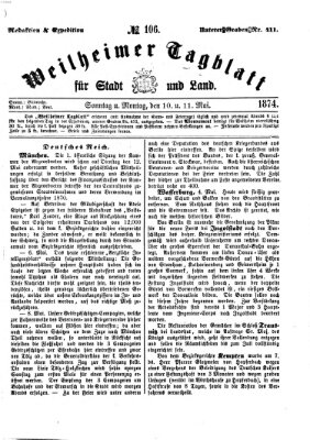 Weilheimer Tagblatt für Stadt und Land Montag 11. Mai 1874