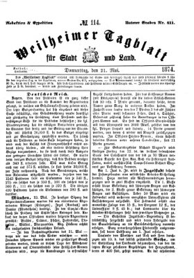 Weilheimer Tagblatt für Stadt und Land Donnerstag 21. Mai 1874