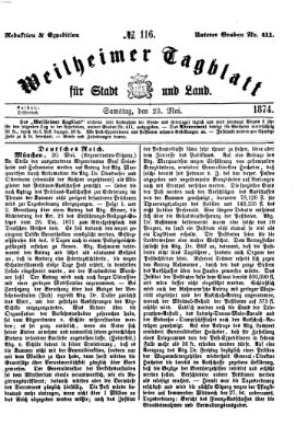 Weilheimer Tagblatt für Stadt und Land Samstag 23. Mai 1874