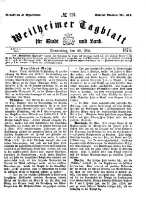 Weilheimer Tagblatt für Stadt und Land Donnerstag 28. Mai 1874