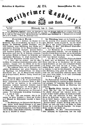 Weilheimer Tagblatt für Stadt und Land Mittwoch 3. Juni 1874