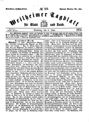 Weilheimer Tagblatt für Stadt und Land Dienstag 9. Juni 1874