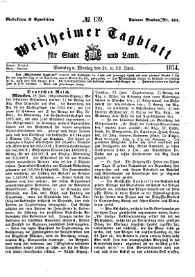 Weilheimer Tagblatt für Stadt und Land Montag 22. Juni 1874