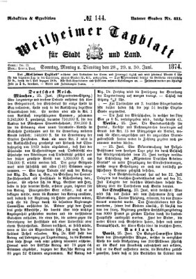 Weilheimer Tagblatt für Stadt und Land Montag 29. Juni 1874