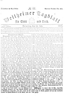 Weilheimer Tagblatt für Stadt und Land Donnerstag 16. Juli 1874