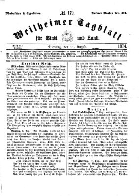 Weilheimer Tagblatt für Stadt und Land Dienstag 11. August 1874