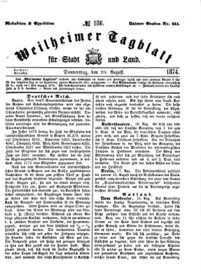 Weilheimer Tagblatt für Stadt und Land Donnerstag 20. August 1874