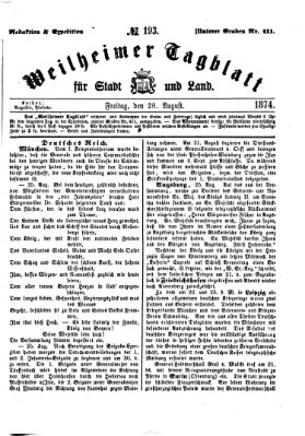 Weilheimer Tagblatt für Stadt und Land Freitag 28. August 1874