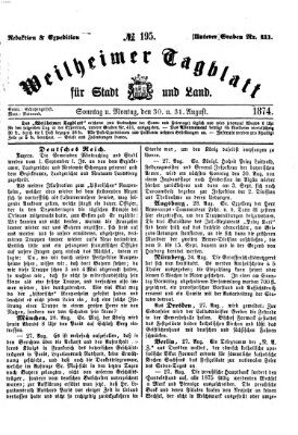 Weilheimer Tagblatt für Stadt und Land Montag 31. August 1874