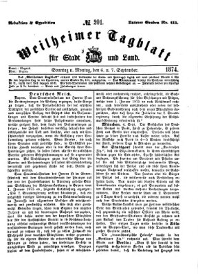 Weilheimer Tagblatt für Stadt und Land Montag 7. September 1874