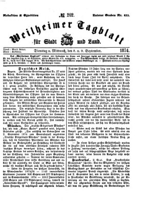 Weilheimer Tagblatt für Stadt und Land Dienstag 8. September 1874