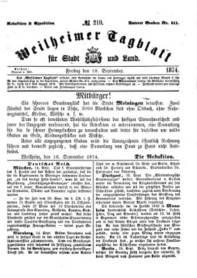 Weilheimer Tagblatt für Stadt und Land Freitag 18. September 1874