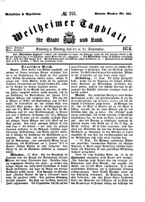 Weilheimer Tagblatt für Stadt und Land Sonntag 20. September 1874