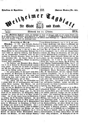 Weilheimer Tagblatt für Stadt und Land Mittwoch 14. Oktober 1874